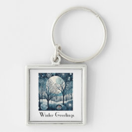 Moonlit Nordic Forest, aanpasbaar Sleutelhanger