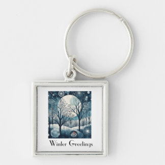 Moonlit Nordic Forest, aanpasbaar Sleutelhanger