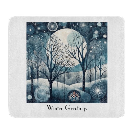 Moonlit Nordic Forest, aanpasbaar Snijplank (Voorkant)