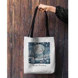 Moonlit Nordic Forest, aanpasbaar Tote Bag