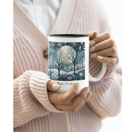 Moonlit Nordic Forest, aanpasbaar Tweekleurige Koffiemok
