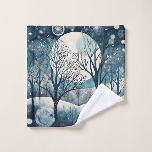 Moonlit Nordic Forest, aanpasbaar Washandje (Wasdoekje)