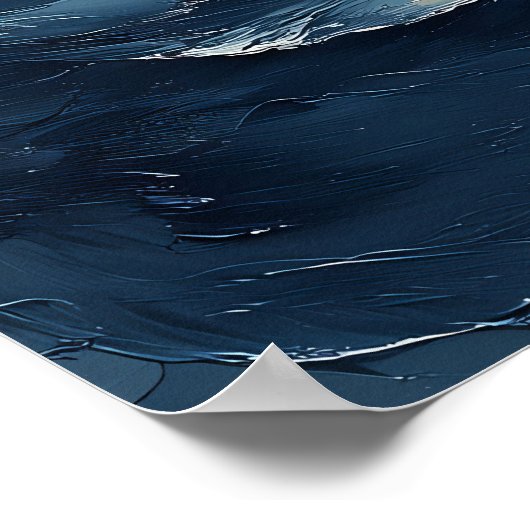 Moonlit Ocean Waves – Abstract zeegezicht met palm Poster (Hoek)