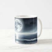 Moonlit Ocean Waves Celestial Night Sky Koffiemok (Voorkant rechts)