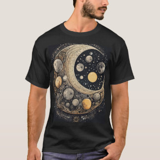 Moonlit Odyssey: Abstracte kunst op de maan T-shirt