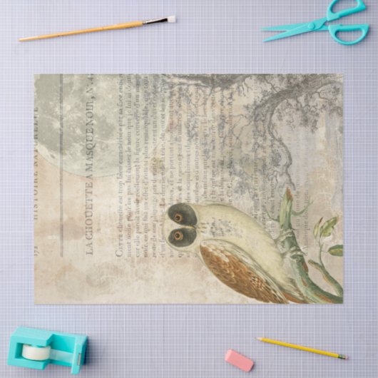 Moonlit Owl Decoupage Tissue Paper Tissuepapier (Craft)