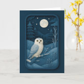 Moonlit Owl in Snowy Forest Card Kaart (Gele Bloem)