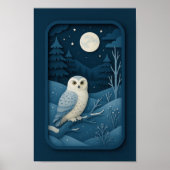 Moonlit Owl in Snowy Forest Poster (Voorkant)