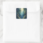 Moonlit palm leaves with fireflies, watercolor art vierkante sticker (Tas)