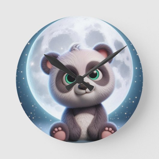 Moonlit Panda Dreams Ronde Klok (Voorkant)