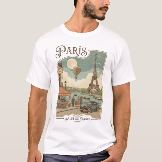Moonlit Paris: A Vintage Rendezvous T-shirt (Voorkant)