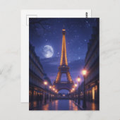 Moonlit Paris – Romantic Eiffel Tower Night Briefkaart (Voorkant / Achterkant)