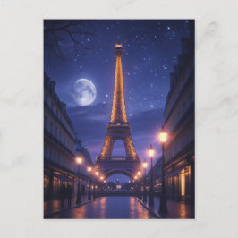 Moonlit Paris – Romantic Eiffel Tower Night Briefkaart