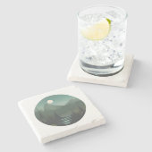 Moonlit Peaks: een nachtelijke wildernisscène Stenen Onderzetter (Zijkant)