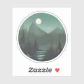 Moonlit Peaks: een nachtelijke wildernisscène Sticker (Vel)