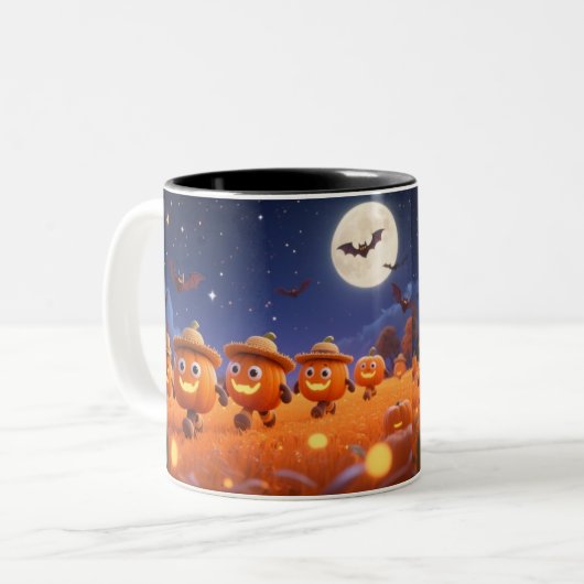 Moonlit Pumpkin Parade Tweekleurige Koffiemok (Voorkant links)