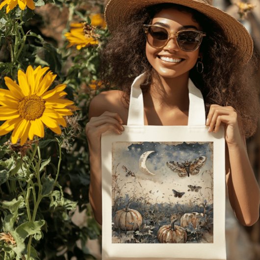 Moonlit Pumpkin Patch Canvas tas