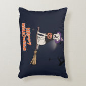 Moonlit Pup – Halloween Dog in Witch Hat Accent Kussen (Voorkant(Verticaal))