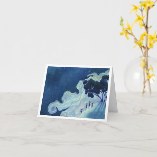 Moonlit Rabbits Kaart (Gele Bloem)