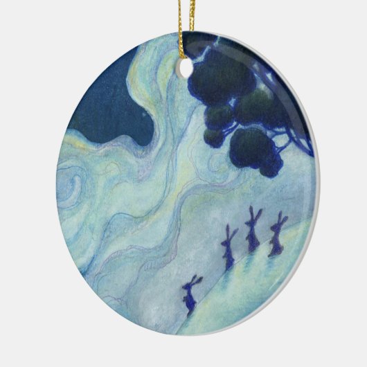 Moonlit Rabbits Keramisch Ornament (Links)