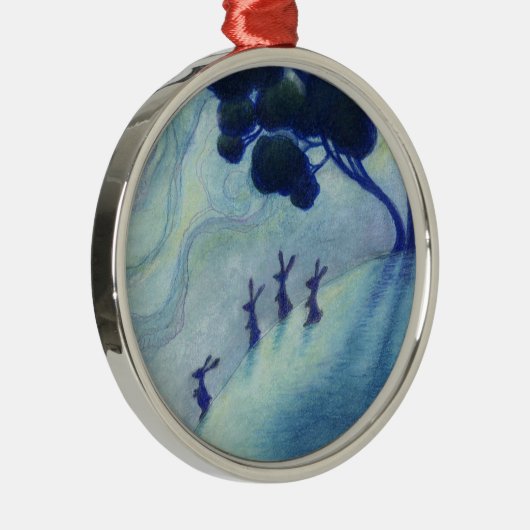 Moonlit Rabbits Metalen Ornament (Rechts)