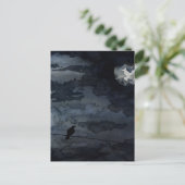 Moonlit Raven - Full Moon Art Briefkaart (Staand voorkant)
