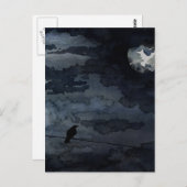 Moonlit Raven - Full Moon Art Briefkaart (Voorkant / Achterkant)