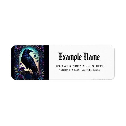 Moonlit Raven | Gotische bloemige trouwset. Etiket (Voorkant)