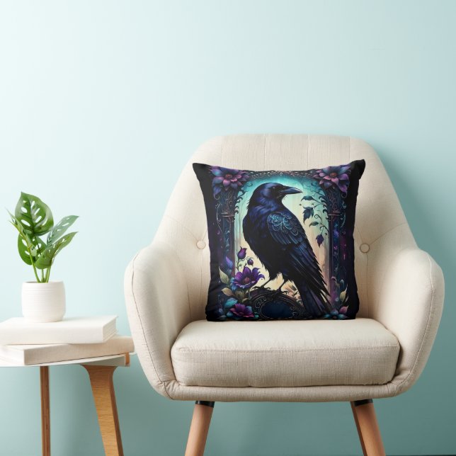 Moonlit Raven | Gotische bloemige trouwset.  Kussen (Stoel)