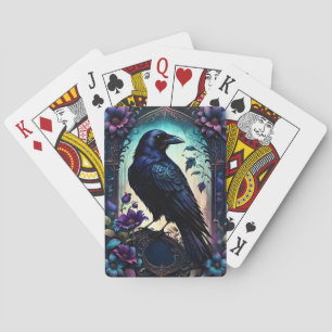 Moonlit Raven Gotische bloemige trouwset. Pokerkaarten