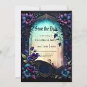 Moonlit Raven | Gotische bloemige trouwset. Save The Date (Voorkant)