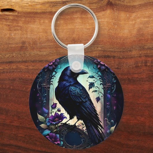 Moonlit Raven | Gotische bloemige trouwset. Sleutelhanger (Achterkant)