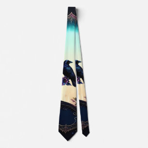 Moonlit Raven Gotische bloemige trouwset. Stropdas