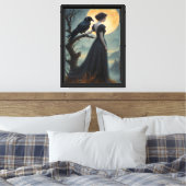 Moonlit Raven Lady Art Canvas Afdruk (Insitu (Slaapkamer))