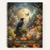 Moonlit Raven Magical Autumn Forest Notitieboek (Voorkant)