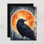 Moonlit Raven op berkenboom Notitiekaartje (Voorkant / Achterkant)