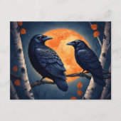Moonlit Ravens op berkenbomen Informatiekaartje (Voorkant)