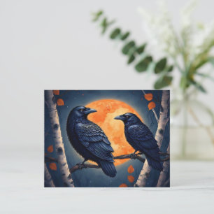 Moonlit Ravens op berkenbomen Informatiekaartje