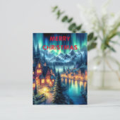 Moonlit reflecties: Nachtmeer met huizen Briefkaart (Staand voorkant)