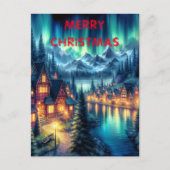 Moonlit reflecties: Nachtmeer met huizen Briefkaart (Voorkant)