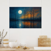 Moonlit Reflections - Bare Trees Poster (Keuken)
