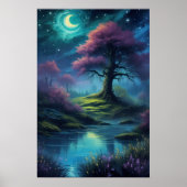 Moonlit Reverie, majestueuze boom Poster (Voorkant)