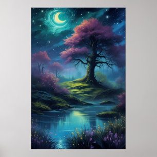 Moonlit Reverie, majestueuze boom Poster