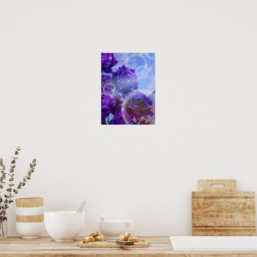 Moonlit Roos Garden Poster (Keuken)