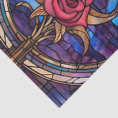 Moonlit Roos Glas in lood Decoupage Papier (Detail)