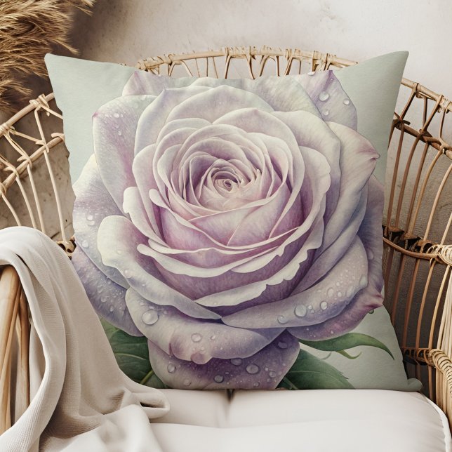 Moonlit Roos heksenkussen - Witch's Garden Dreams Kussen (Moonlit Rose Witch Pillow - Witch’s Garden Dreams in a boho rattan armchair)