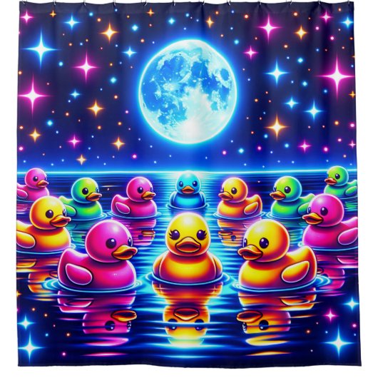 Moonlit Rubber Ducky Dream Douchegordijn (Voorkant)