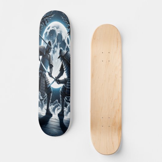 Moonlit Samurai Duel Persoonlijk Skateboard (Voorkant)