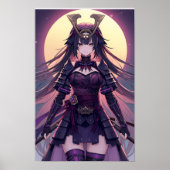 Moonlit Samurai Shadow — Elegant Anime Warrior Gir Poster (Voorkant)