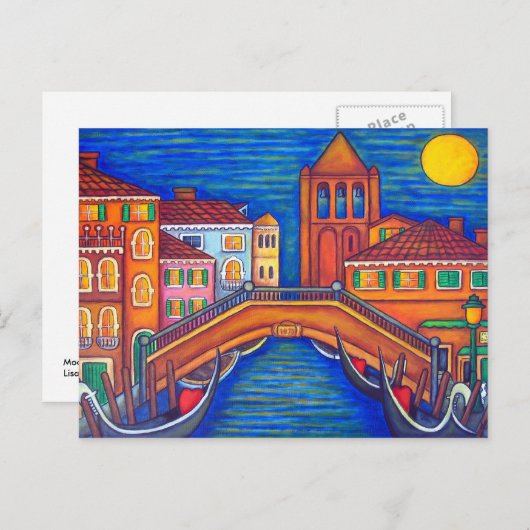 Moonlit San Barnaba, Venice Post Card Briefkaart (Voorkant / Achterkant)